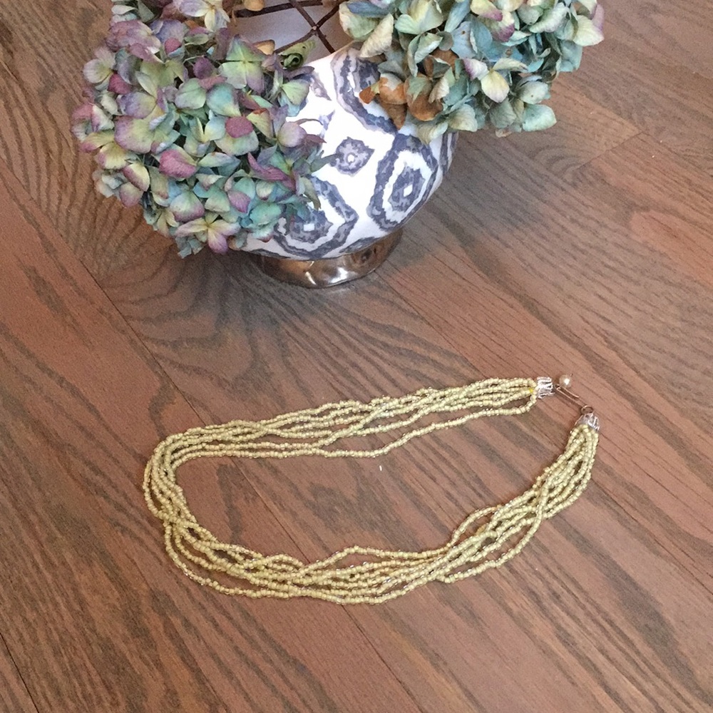 Multi strand green beaded necklace